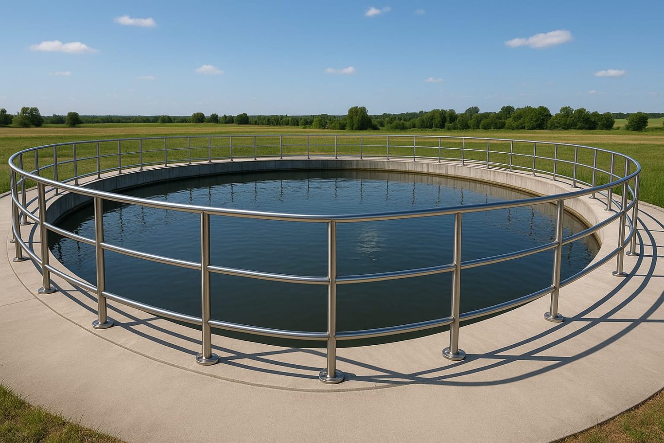 Metallgeländer um Wassertank Metallgeländer um Wassertank
